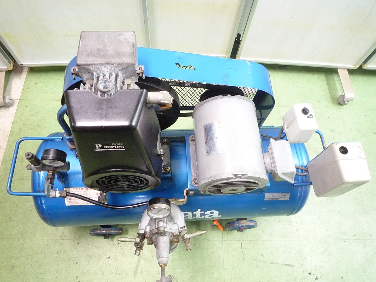 新でんアネスト岩田 エアーコンプレッサー 中古 200V イワタ 2馬力 60L 