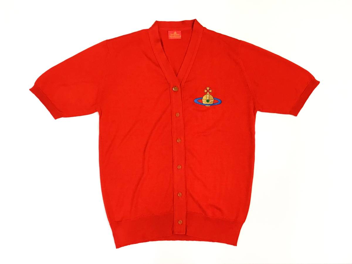 708M□Vivienne Westwood 半袖 ニット カーディガン S 赤/レッド