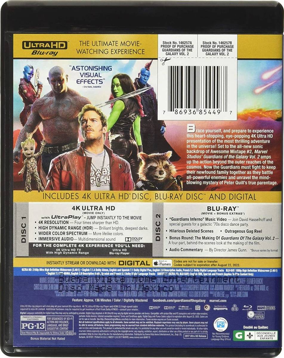 高画質4k ガーディアンズ オブ ギャラクシー リミックス 2枚組版4k Ultra Hd ブルーレイ 日本語吹替 日本語字幕付 クリス プラット 外国映画 売買されたオークション情報 Yahooの商品情報をアーカイブ公開 オークファン Aucfan Com