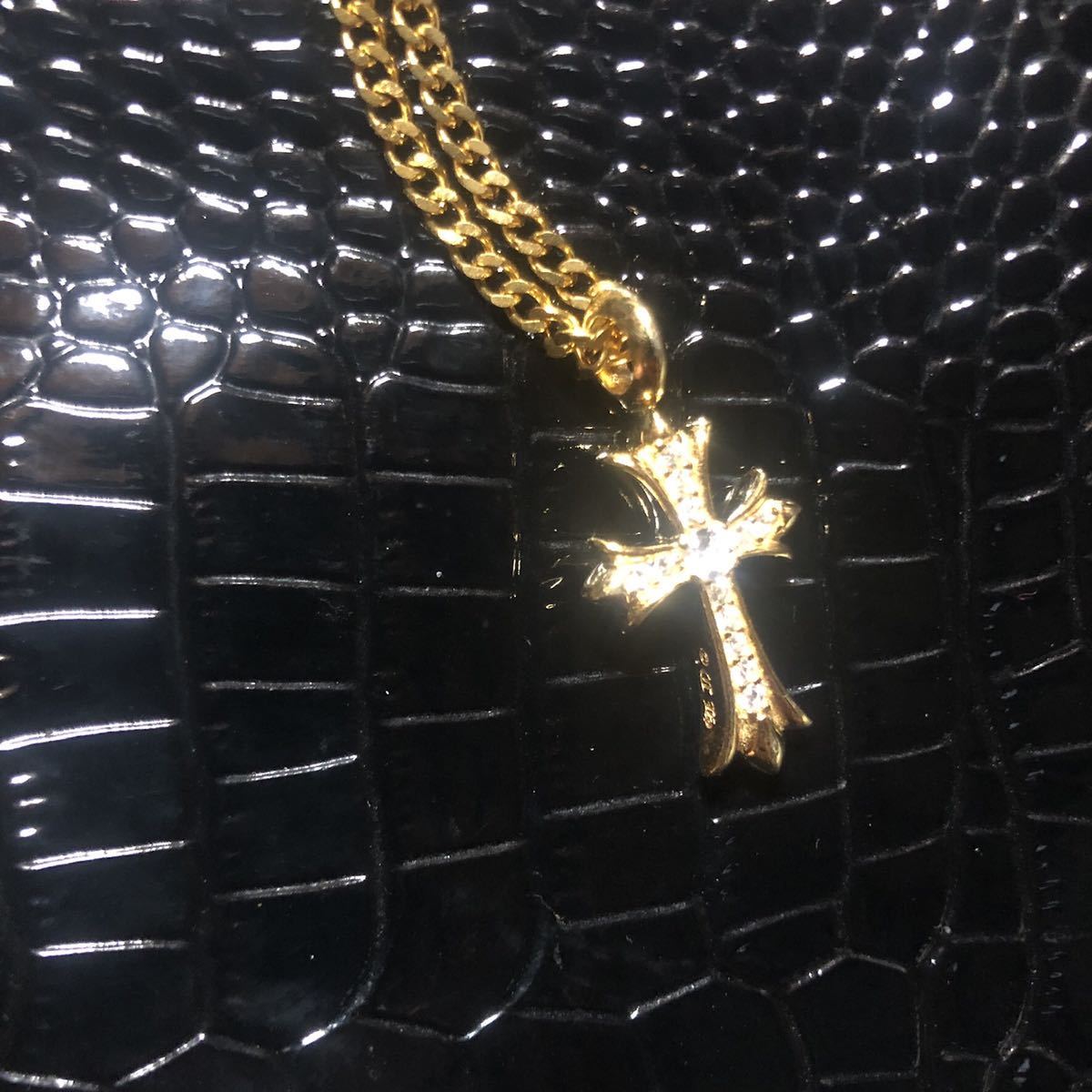 豪華2点 クロムハーツ タイニー ファットクロス パヴェ ダイヤ(22K