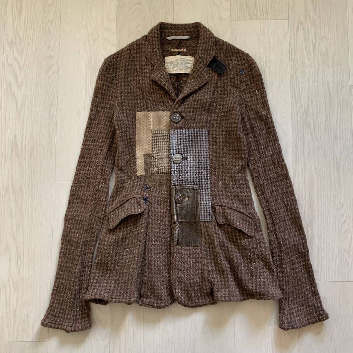 KAPITAL KOUNTRY レザー エルボーパッチ リメイク ウール ニット 