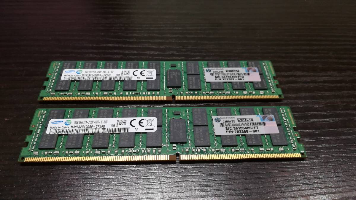 Samsung DDR4 16GBx2枚 計32GB PC4-2133P SAMSUNG PC4-2133P DDR4 16GB×2枚 合計32GB ECC Registered メモリ