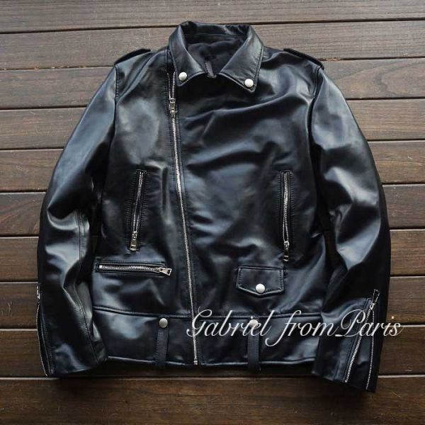 新品，限定セール 最高峰15万 フランス発 Gabriel 本革 艶 スタンダード ダブルライダース イタリアンレザー ラムジャケット/48/L(Lサイズ)｜売買されたオークション情報、yahooの商品情報をアーカイブ公開 - オー Lサイズ