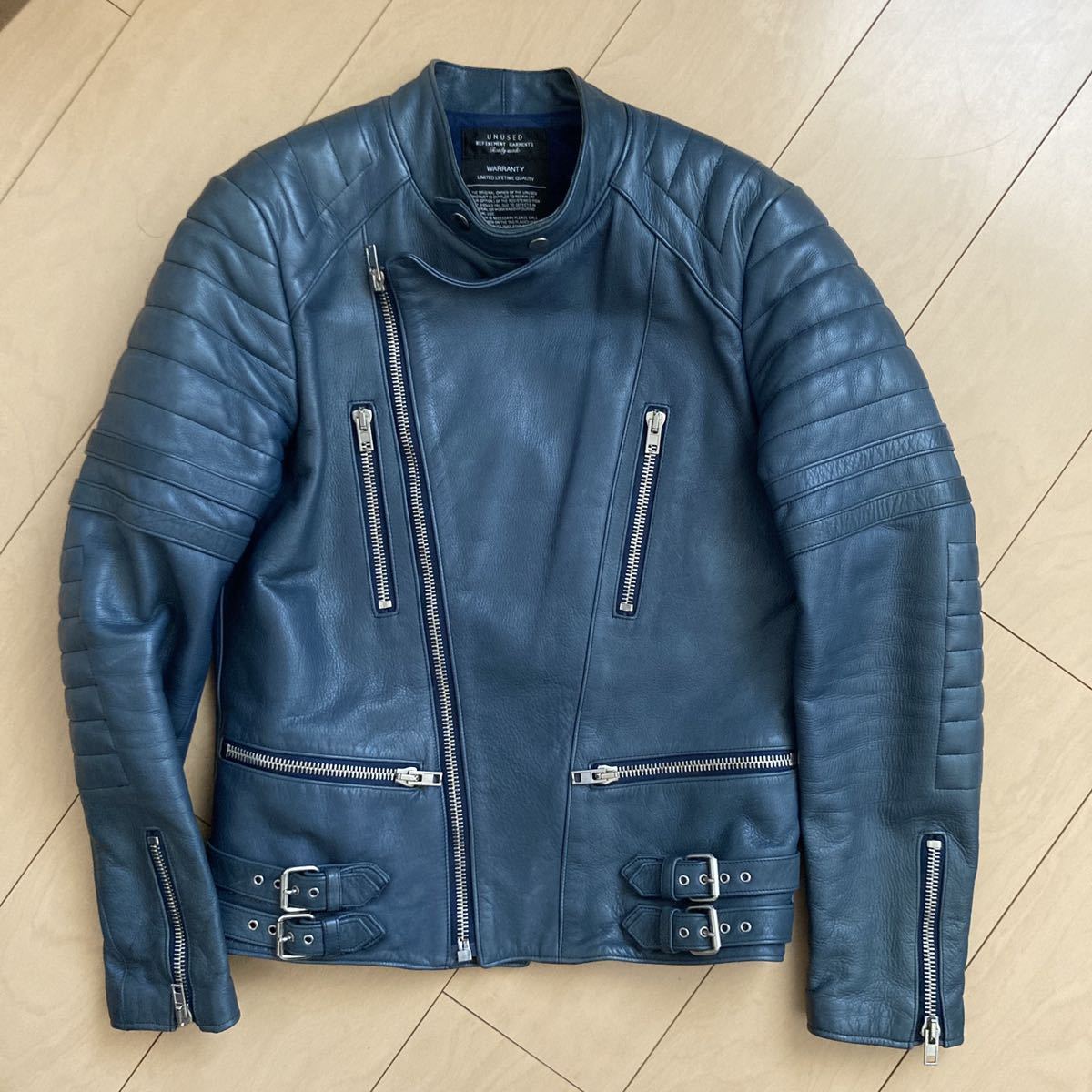 UNUSED レザー ライダース 2 NVY NAVY 紺 ネイビー 希少 UNUSED レザー ライダース 2 NVY NAVY 紺 ネイビー 希少