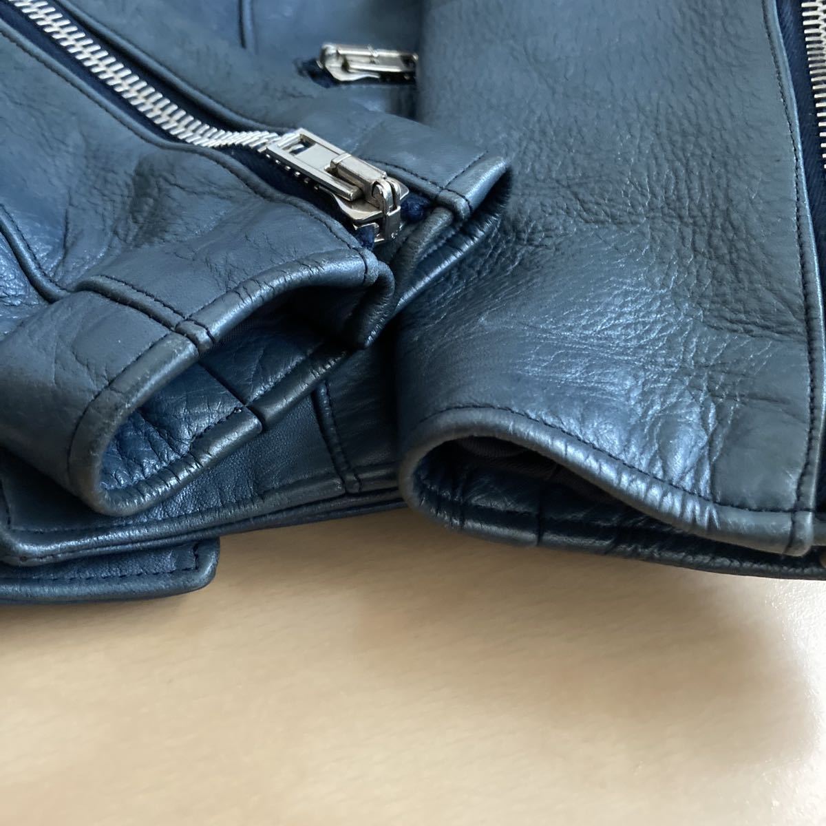 UNUSED レザー ライダース 2 NVY NAVY 紺 ネイビー 希少 UNUSED レザー ライダース 2 NVY NAVY 紺 ネイビー 希少