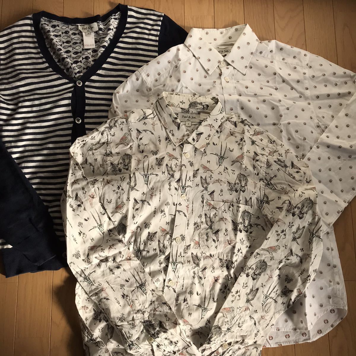 ブラウス カーディガン3点セット ポールアンドジョー メンズ ふくろうドット アニマル 魚ボーダー 長袖シャツ 売買されたオークション情報 Yahooの商品情報をアーカイブ公開 オークファン Aucfan Com