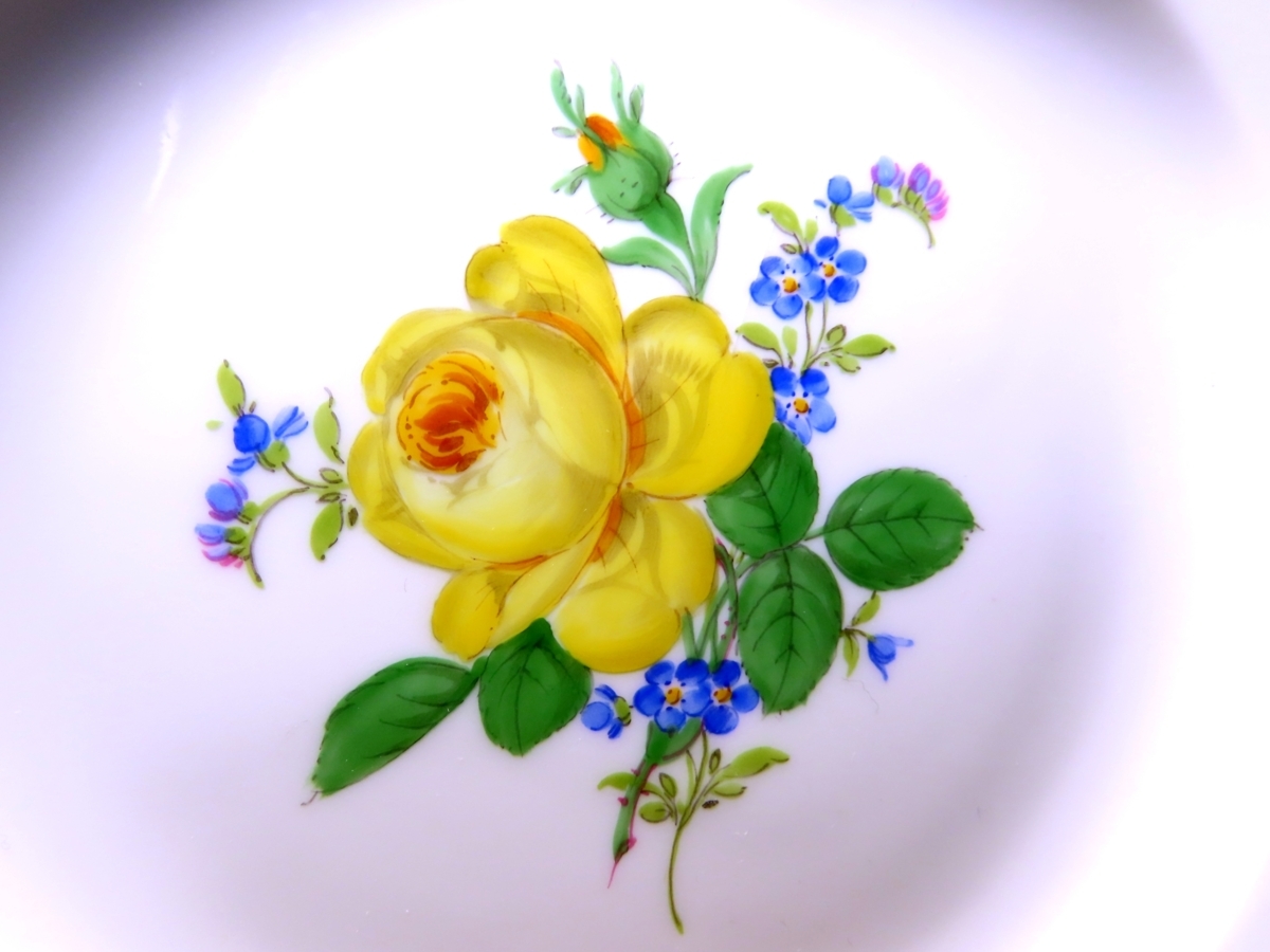 □マイセン プレート イエローローズ・忘れな草 B 〈同梱対象商品