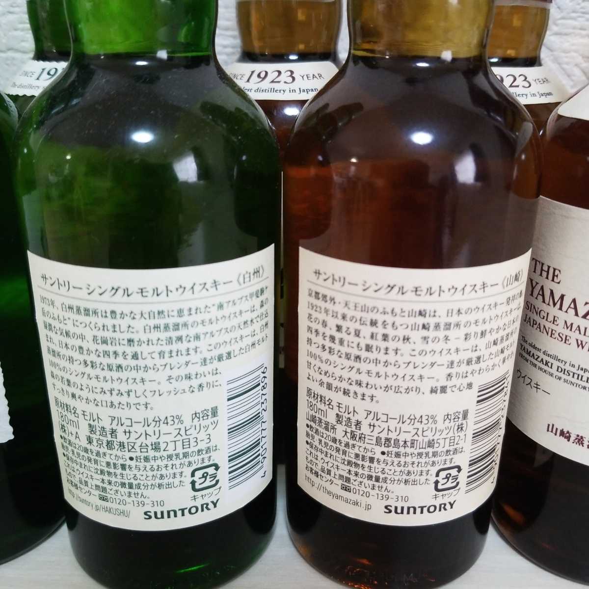 サントリーシングルモルトウイスキー 山崎 白州 180ml 43％ 9本セット