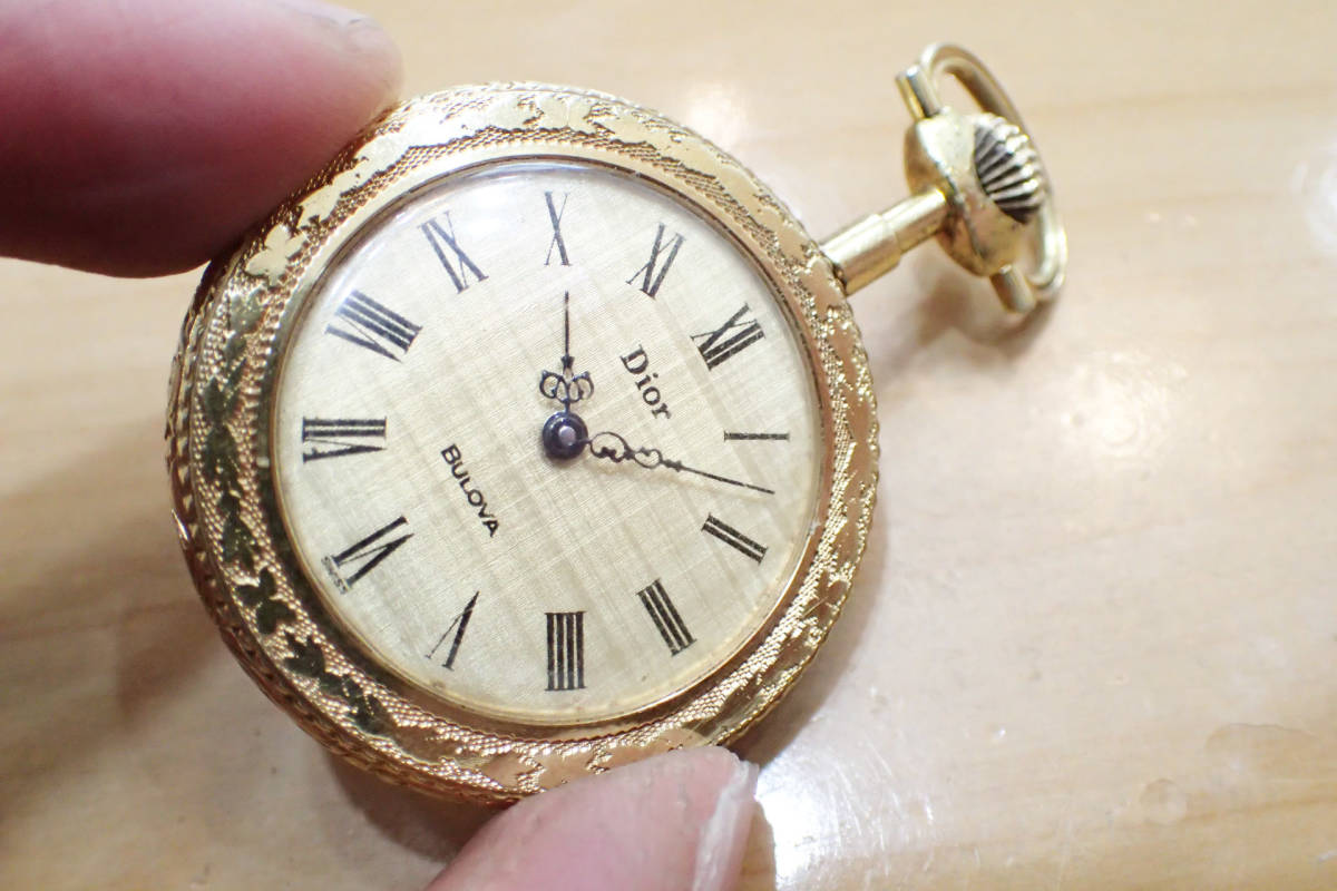 激レア ブローバ/BULOVA ディオール/ダブルネーム ◇彫刻ケース/ルイ針 