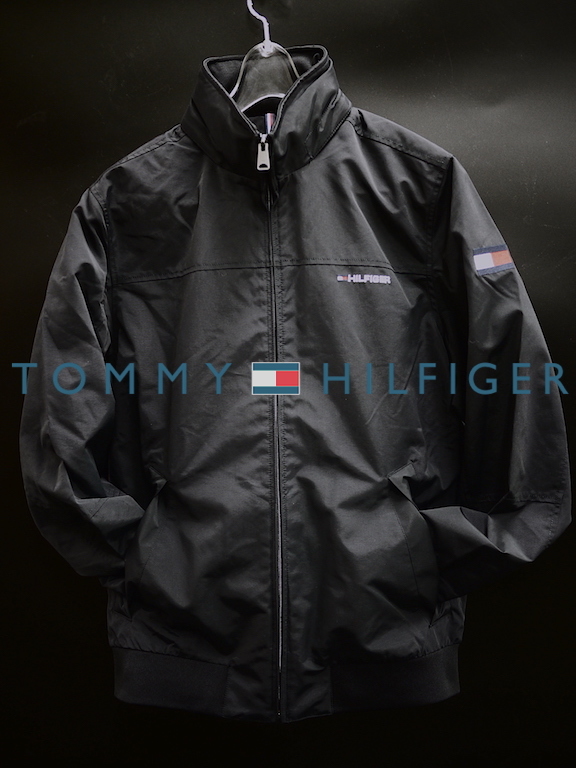 【定番人気！ 防水 軽量】新品 XL/トミーヒルフィガー TOMMY HILFIGER REGATTA JKT ナイロン フラッグカラー 刺繍 ジャケット / 黒 トリコ