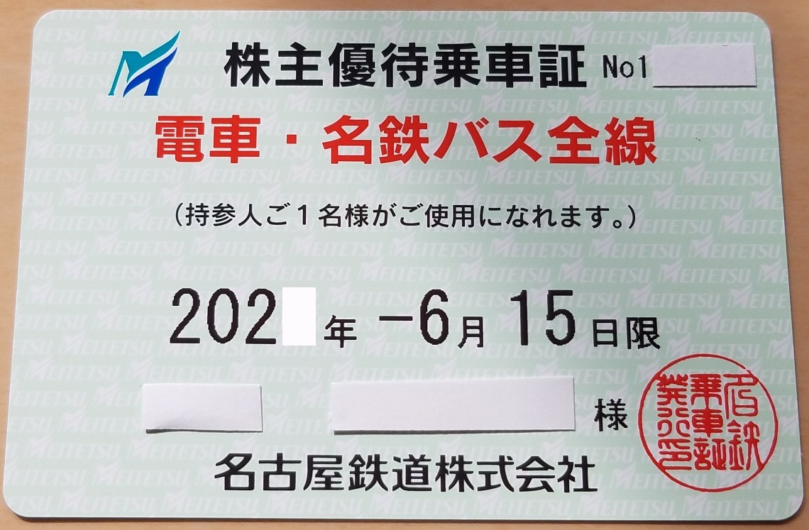 即決】最新 名古屋鉄道 名鉄 電車バス全線 定期券式株主優待乗車証 フリー