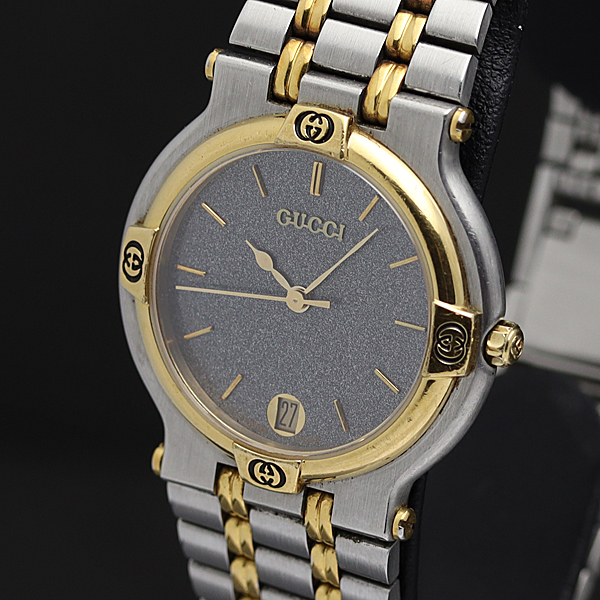 1円☆稼働◎良品【GUCCI グッチ】9000M GGロゴ有 デイト コンビカラー