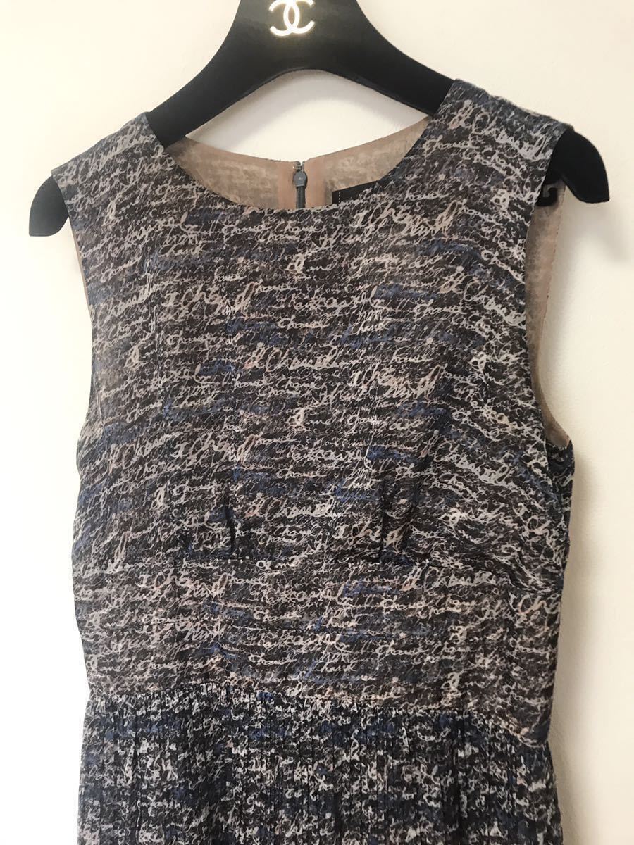 CHANEL シャネル ロゴプリント シルクシフォン ワンピース/36  