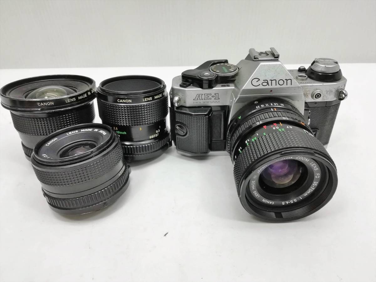 数量限定，セール ジャンク CANON キャノン フィルムカメラ AE-1 PROGRAM レンズ4本セット(キヤノン)｜売買されたオークション情報、yahooの商品情報をアーカイブ公開 - オークファン マニュアルフォーカス