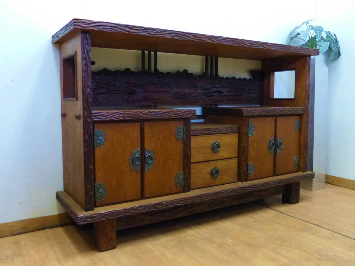 希少□屋久杉□サイドボード 飾り棚 キャビネット□W150×D41×H69cm□