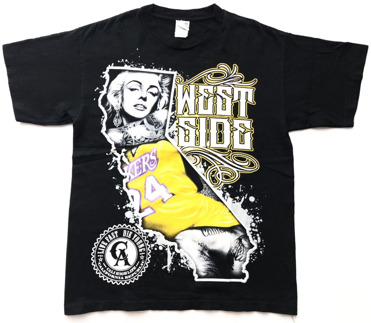 USA製 WEST SIDE マリリンモンロー レイカーズ NBA Tシャツ　　タトゥー TATOO Tシャツ ストリート B.BOY スケート スケーター 玉4382
