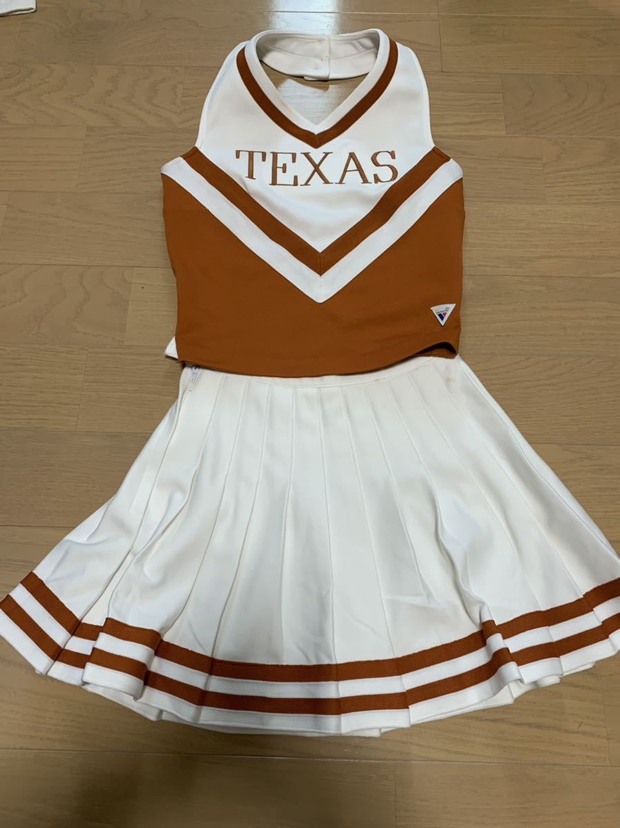 【送料無料】VARSITY/JCA製 チアユニフォーム チア リーディング レディース 上下セット　ホワイト/ブラウン_1