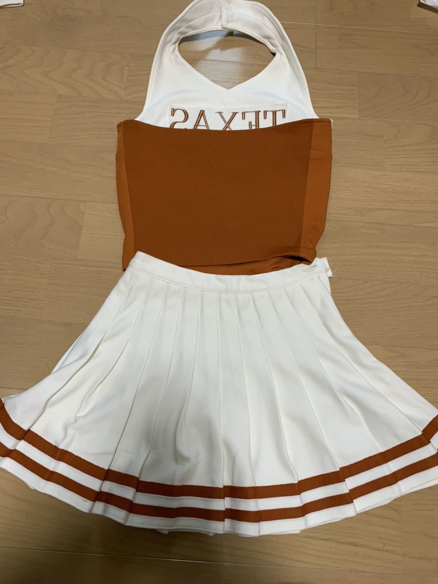【送料無料】VARSITY/JCA製 チアユニフォーム チア リーディング レディース 上下セット　ホワイト/ブラウン_2