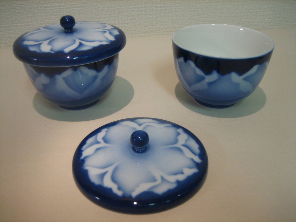 【送料無料】深川製磁 有田焼 花 宮型汲出揃 蓋付湯呑５客組 _3
