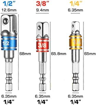  カラフルコードリングヘックスシャンクインパクトグレードソケット3本 差込角 6.35(1/4")・9.5(3/8&q_5
