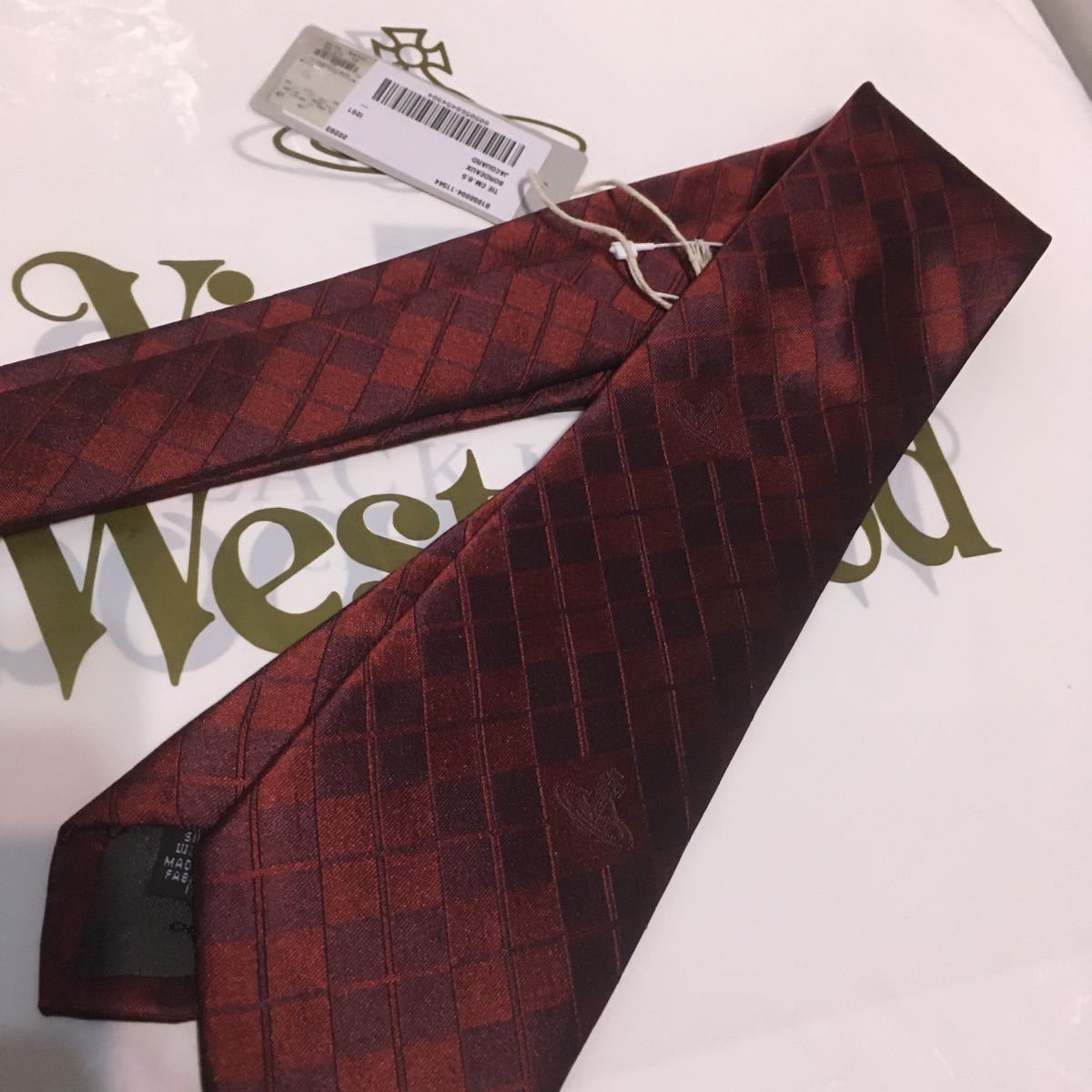 ○新品○送料込/13200円 Vivienne Westwood ネクタイ 赤×ワイン ダイヤ