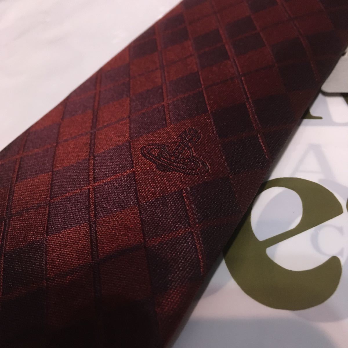 ○新品○送料込/13200円 Vivienne Westwood ネクタイ 赤×ワイン ダイヤ
