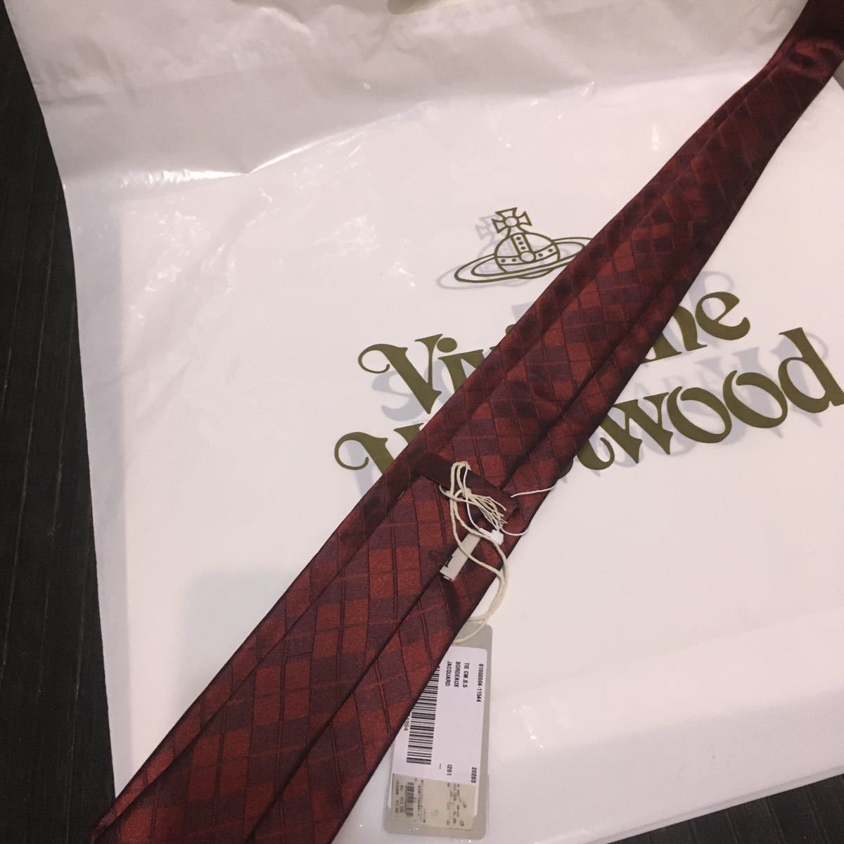 ○新品○送料込/13200円 Vivienne Westwood ネクタイ 赤×ワイン ダイヤ