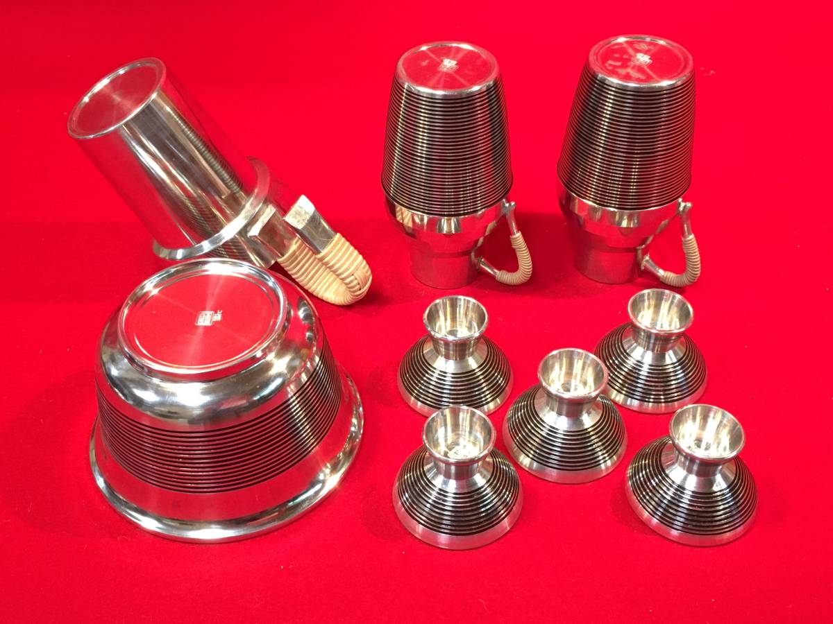 美品】茶道具 錫製酒器セット 共箱入 在銘「錫半」金属工芸 酒器 工芸 