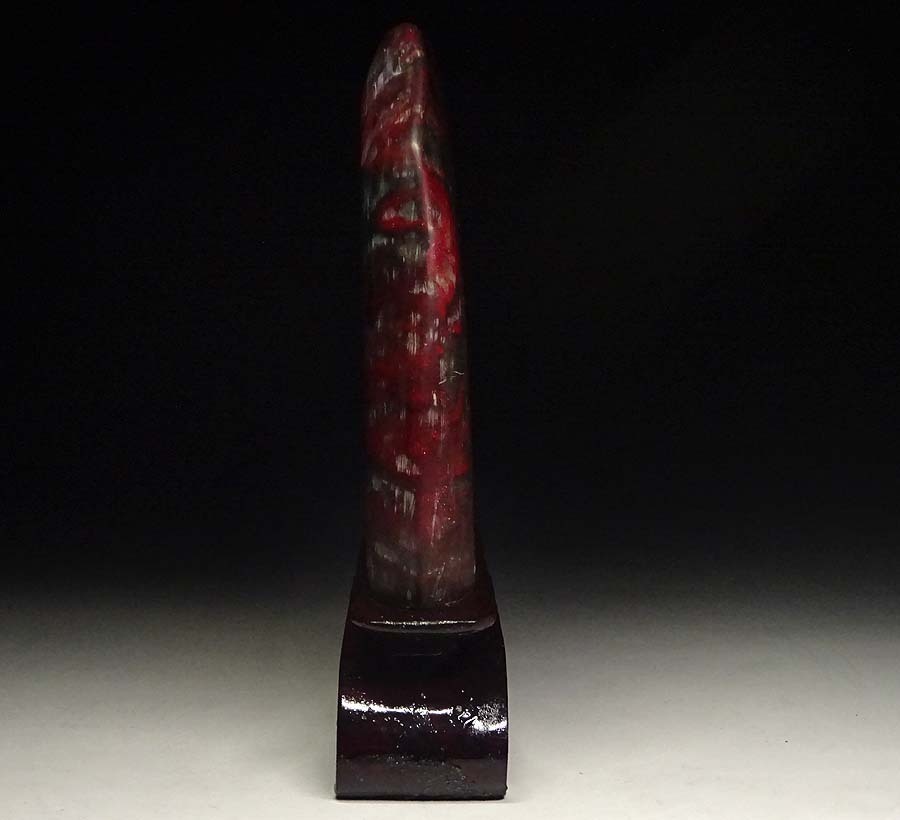 緑屋xt□ 中国古玩 鶏血石 観賞石 飾り石 台付 箱