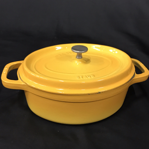 1円 staub 両手鍋 ピコ ココット オーバル 27cm マスタード ストウブ
