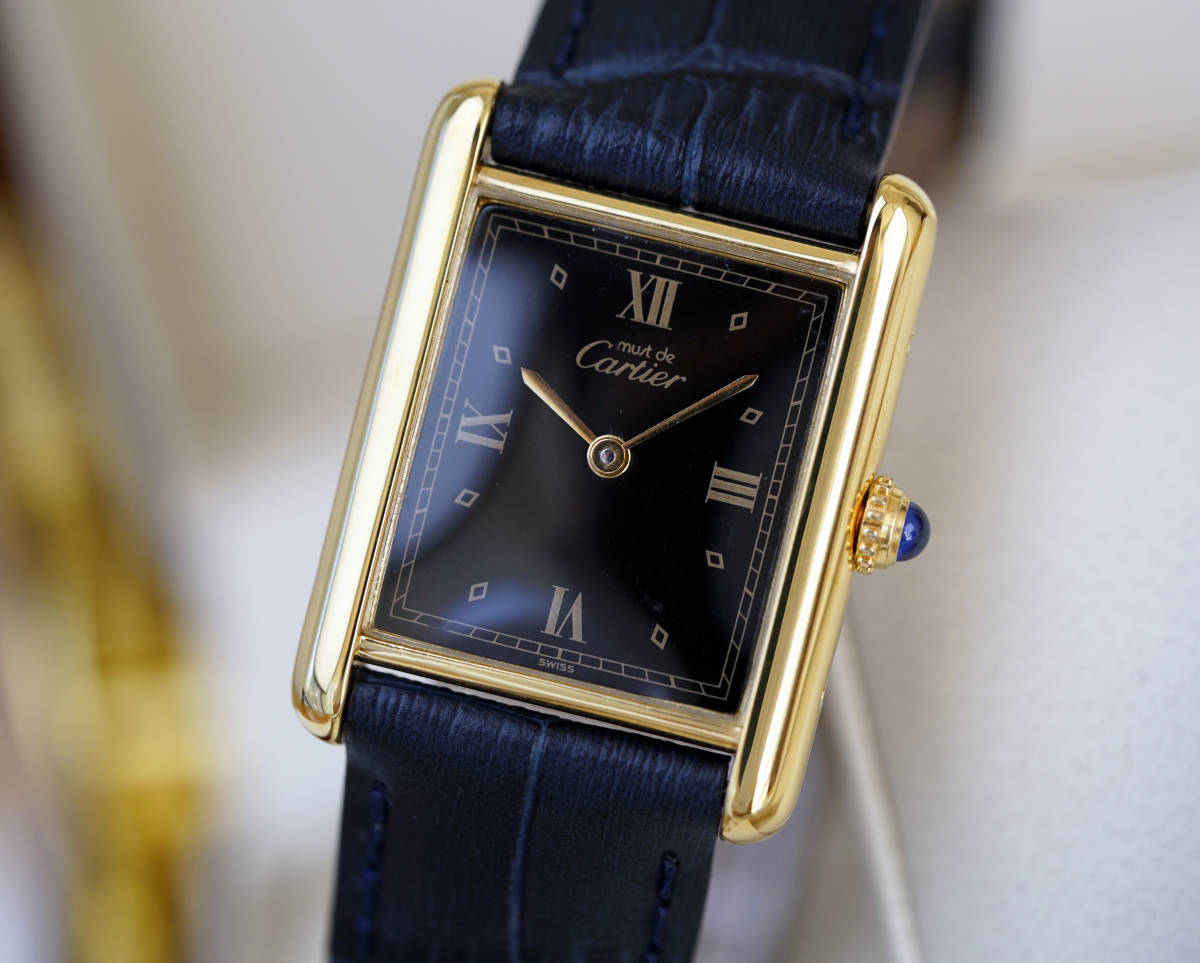 美品 カルティエ マスト タンク ブラック ローマン LM Cartier 