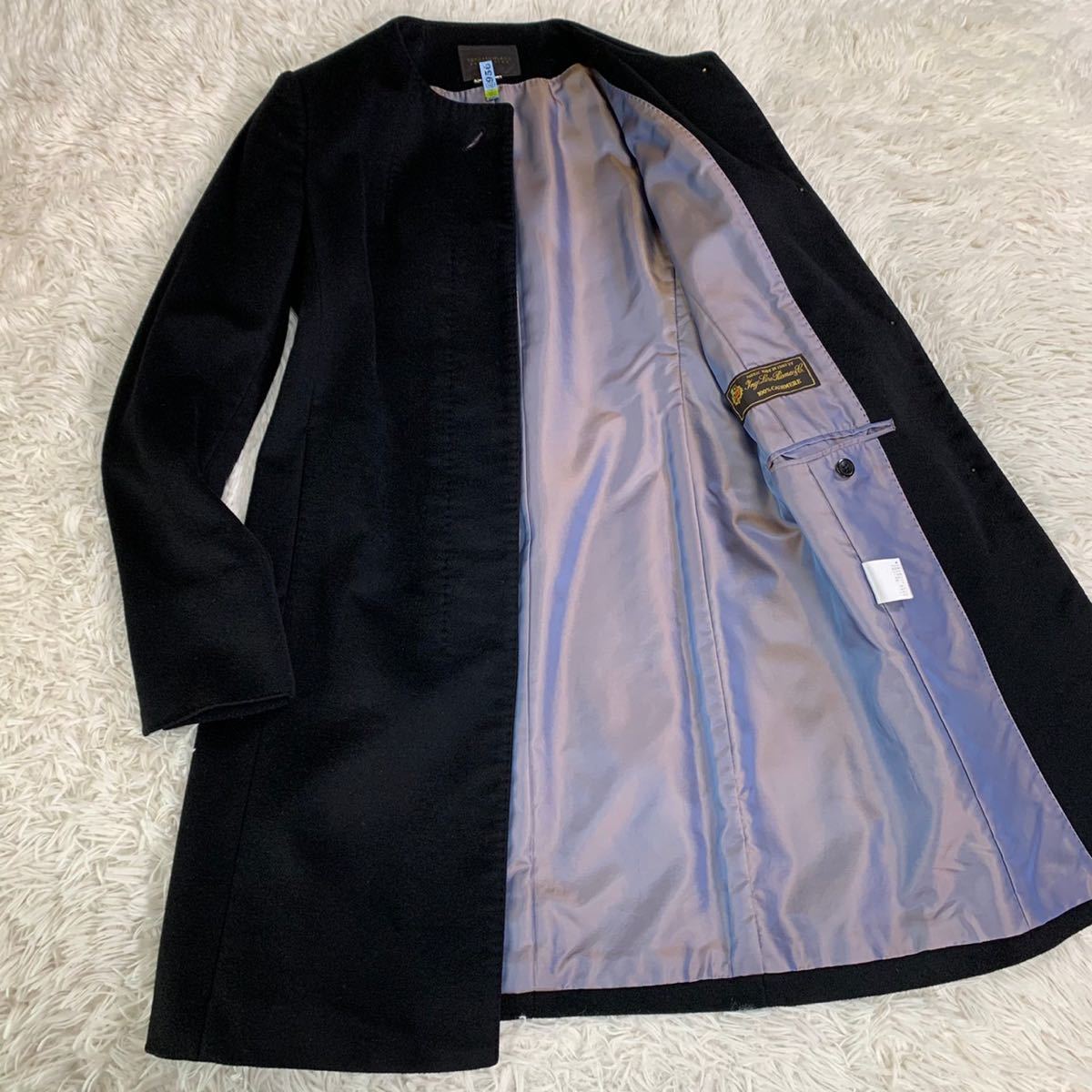 極美品 トゥモローランド カシミア100% ノーカラーコート レディース 