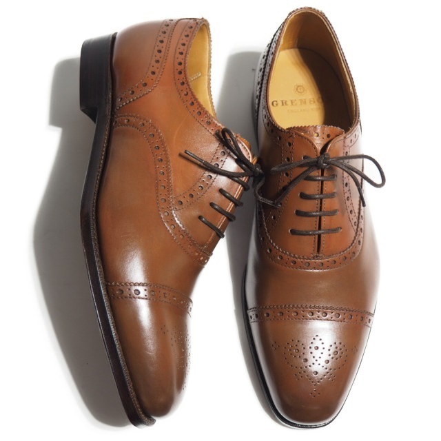 Y0749R39　■GRENSON グレンソン■　新品 オックスフォード セミブローグシューズ ブラウン 9/28㎝ 22352 ドレスシューズ 茶
