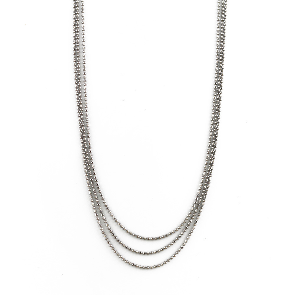 Pt850 ネックレス 3連 トリプルカットボールチェーンネックレス Pt850プラチナ シルバー【SH】 中古