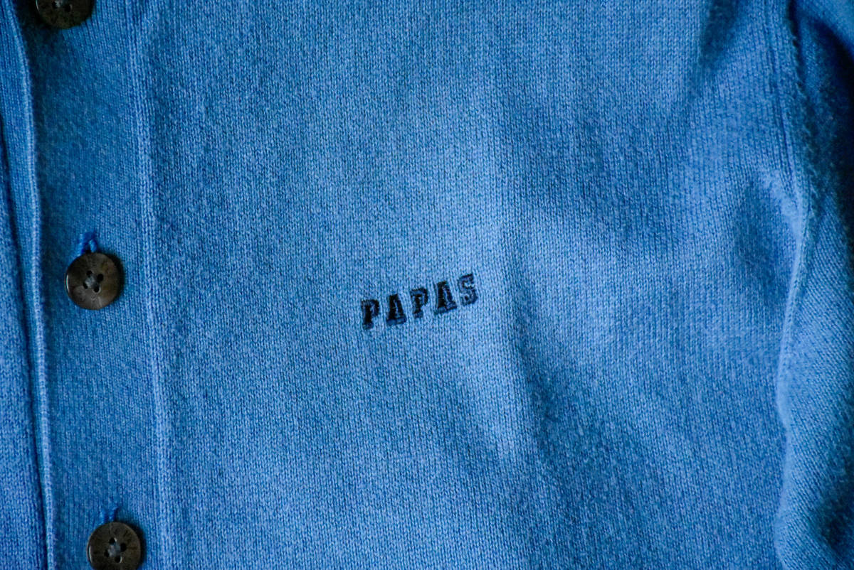 希少 良品 パパス Papas 日本製 ブランドネーム ネイビー コットン