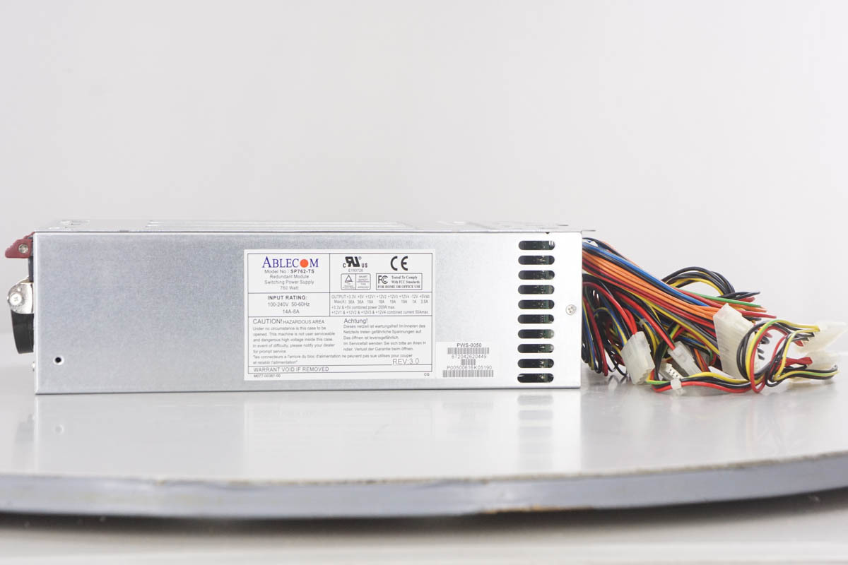 [PG]USED ABLECOM SP762-TS PWS-0050 Switching Power Supply パワーサプライ 電源コード[ST02157-0327] Supermicro Ablecom SP762-TS PWS SuperMicro Single