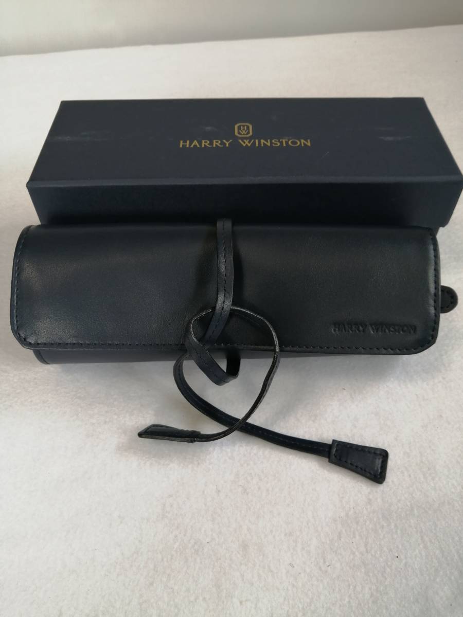 【飛脚便60】 希少非売品 極美 ハリーウィンストン HARRY WINSTON レザージュエリーケース ネイビー 宝石・アクセサリー収納 [s7553]