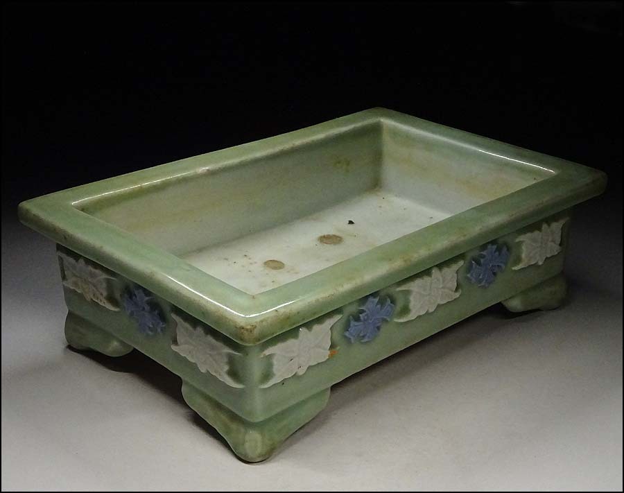 Yahoo!オークション 「尾張焼 蘭鉢 緑屋c□ 工芸品 幅約31.5cm