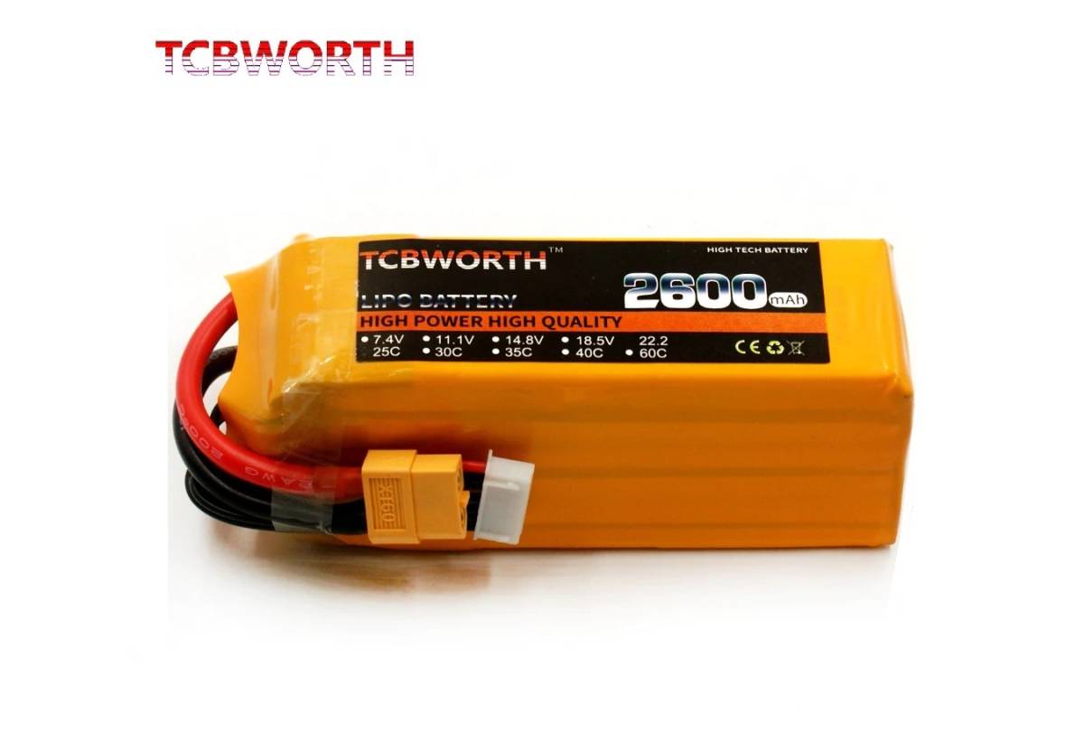★TCB Nano-cell 2600mAh 6S 25C～50C 高性能 RC リポバッテリー 6セル XT60 T-REX500などに TURNIGY nano-tech と同等品.