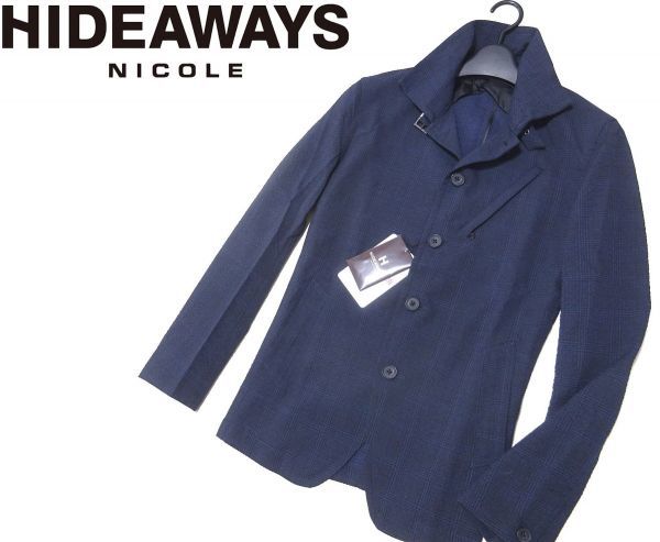 高品質，限定セール HIDEAWAYS NICOLE ハイダウェイニコル 春物 ストレッチ 衿先ワイヤー サッカー グレンチェック カバーオールジャケット 50 XL NVY(XLサイズ以上)｜売買されたオークション情報、yahooの商品情報をア ジャンパー、ブルゾン一般