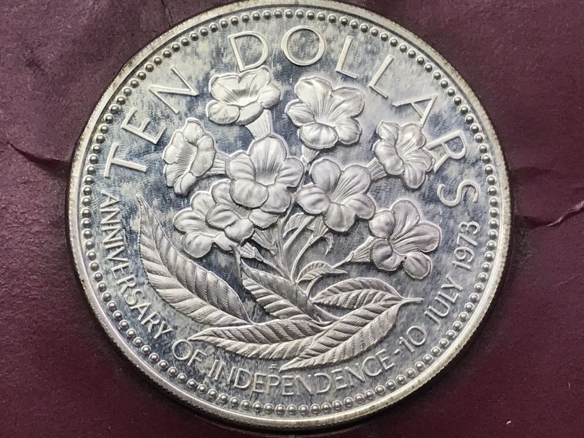 ○バハマ銀貨 1975年バハマ国10ドル/フランクリンミント/コイン/古銭