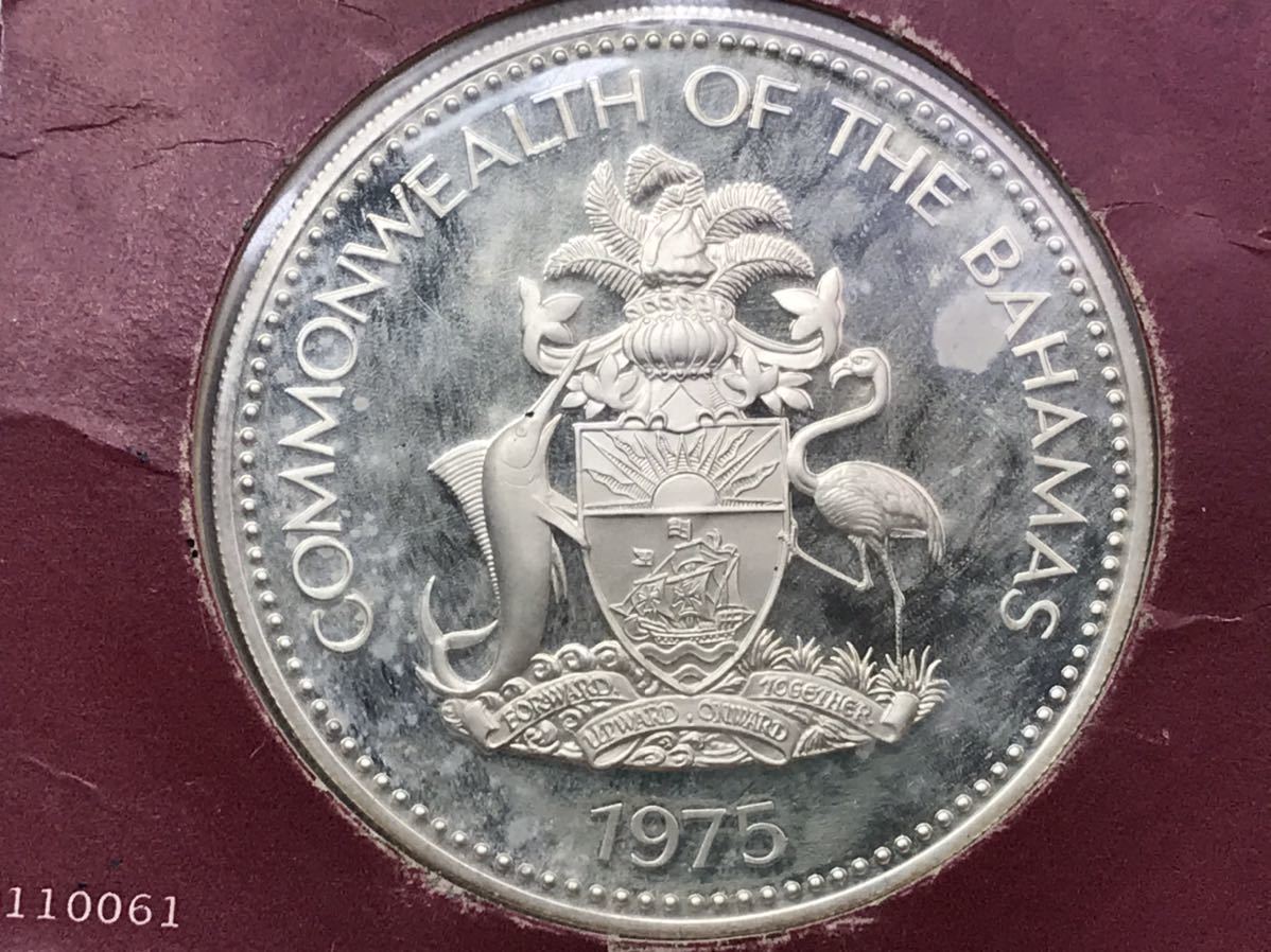 ○バハマ銀貨 1975年バハマ国10ドル/フランクリンミント/コイン/古銭