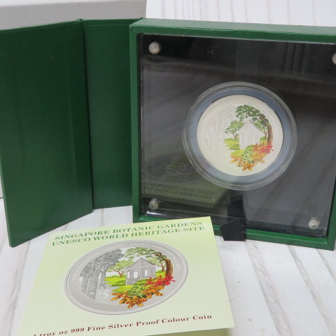 105. 2016年 シンガポール植物園 5ドル銀貨 シルバープルーフ 1oz ユネスコ 世界遺産 SINGAPORE BOTANICAL GARDENS PROOF SILVER m001 6140