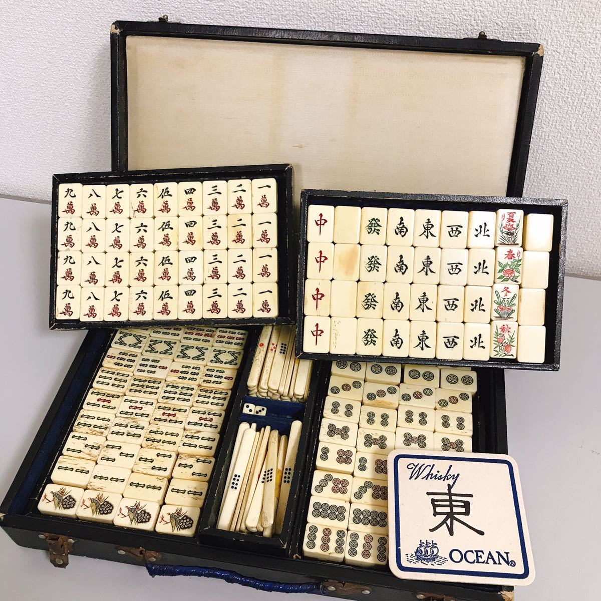 パズル・ボードゲーム 麻雀牌 竹牌 骨牌 手彫り