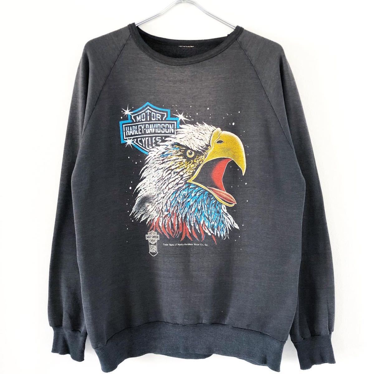 □激レア□70s 80s USA製 HARLEY DAVIDSON イーグル スウェット L相当 