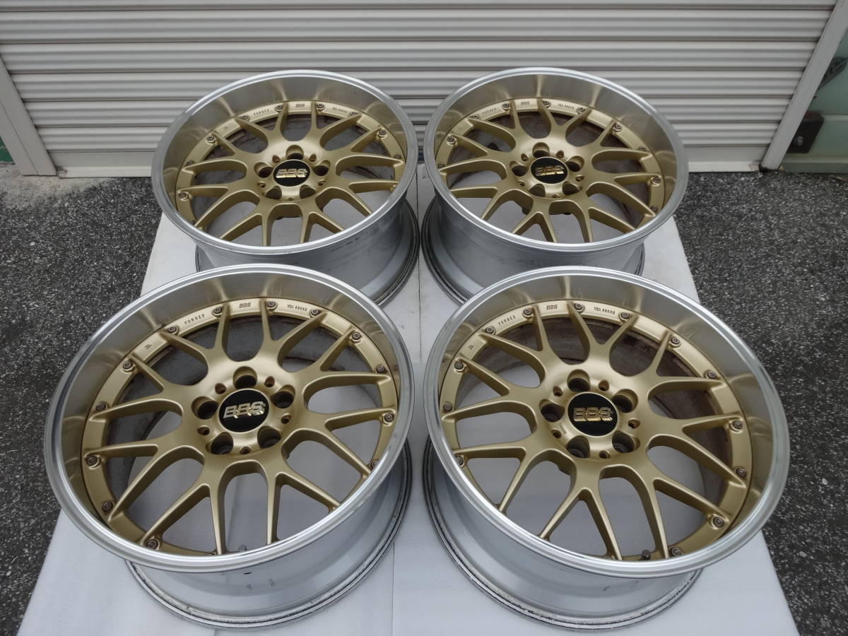 割合美品！* BBS鍛造アルミホイール「RS９０６E」９.５J－１８/off＋１５/１１４.３ｘ5穴 * キャップ・バルブ付き