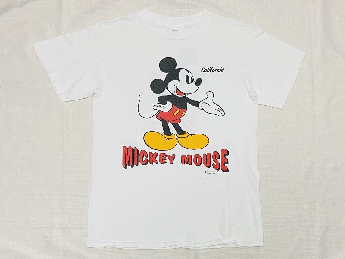 希少 80sビンテージ ミッキー 両面プリント 白 USA製 Tシャツ