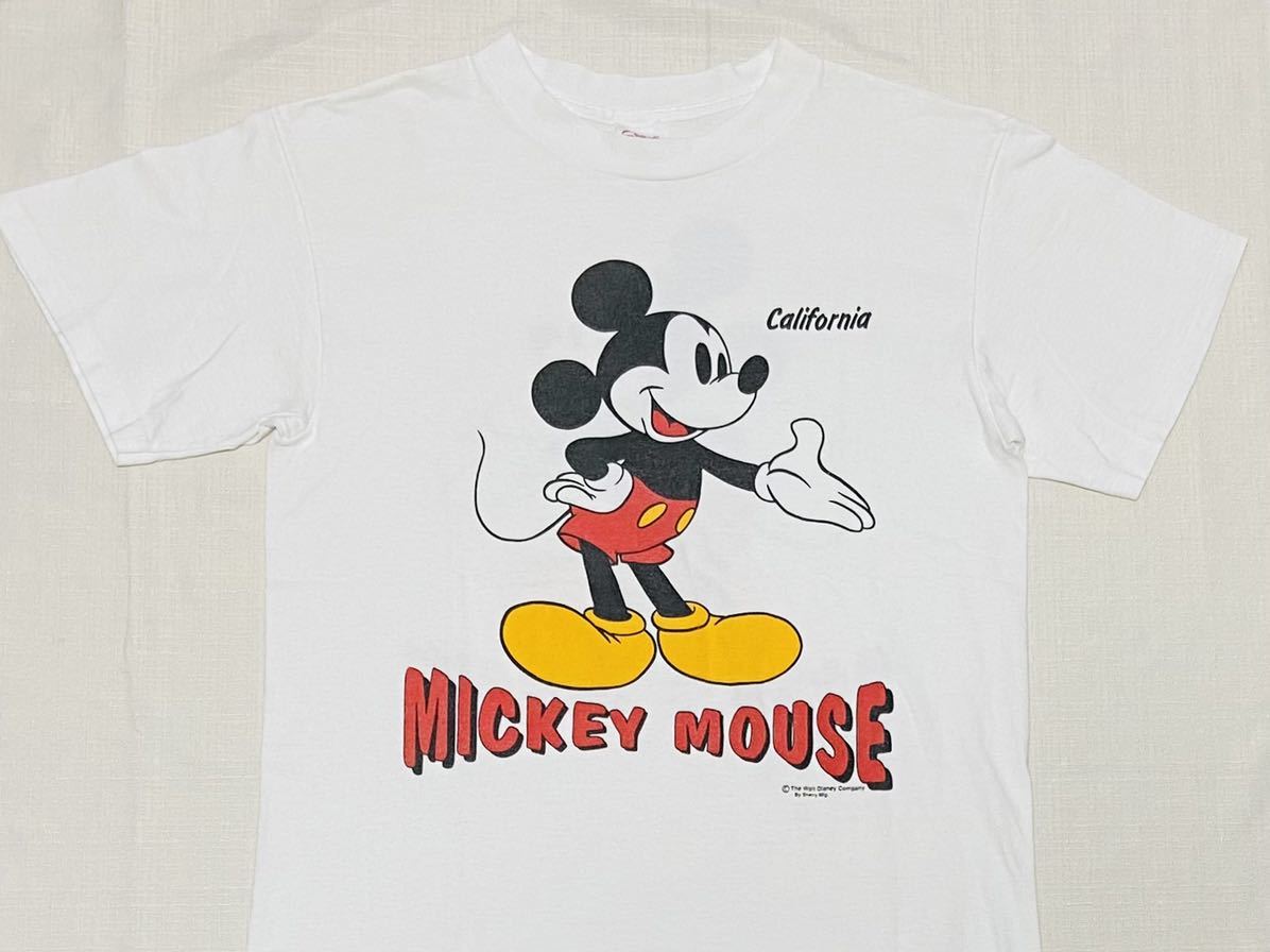 希少 80sビンテージ ミッキー 両面プリント 白 USA製 Tシャツ