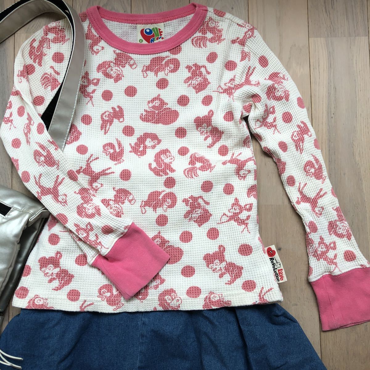 ラブレボ 長袖 Tシャツ 120 130 ワッフル地 長袖カットソー BeBe  