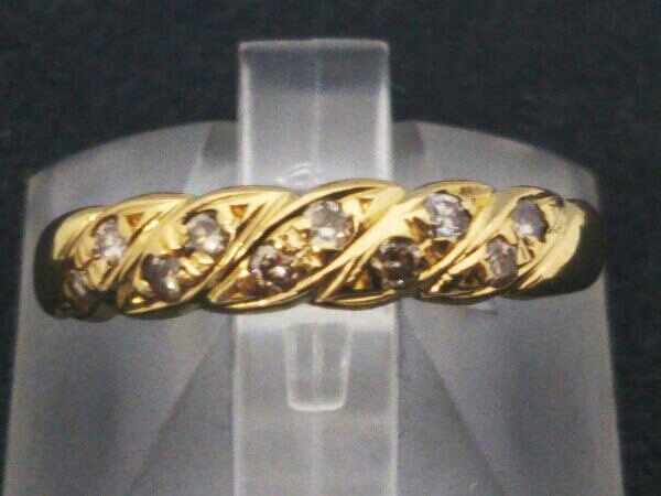 K18 ダイヤ 0.2ct デザイン リング 15号 リング幅 0.2cm 総重量 2.7g